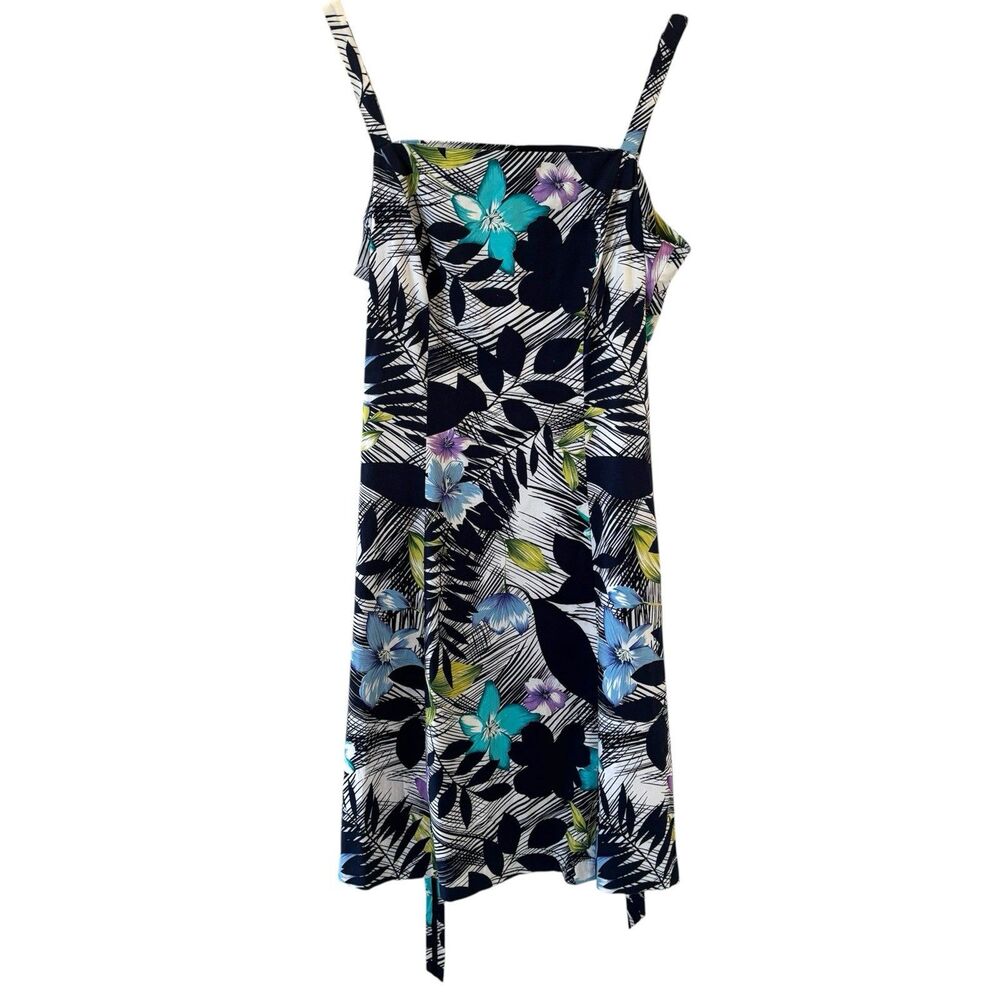 Vintage 90s Yves‎ Cossette Depeche Mode Midi Dress Tropical Resort Size 14P City